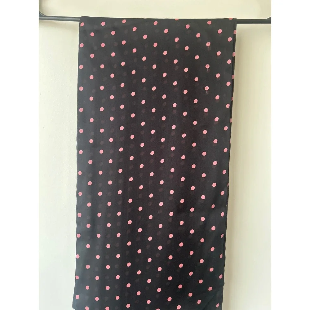 Black Pink Polka Dot Sheer Lightweight Scarf Pointed Ends Accessory